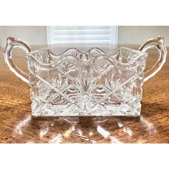 Shannon by Godinger 24% Lead Crystal Scroll Sweet and Low Holder-NEW in Box! - Picture 1 of 5